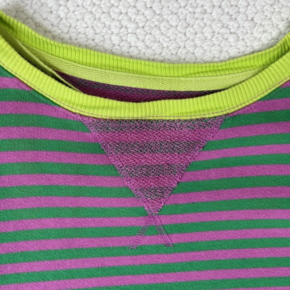 Free People Pink and Green Striped Sweatshirt - Picture 3 of 7